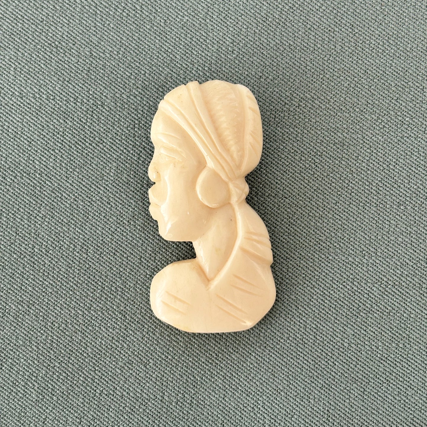 Vintage African Portrait Bone Cameo Brooch