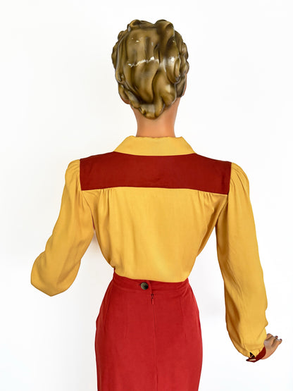 Daisy Mae 1940s Color Block Blouse