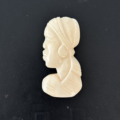 Vintage African Portrait Bone Cameo Brooch