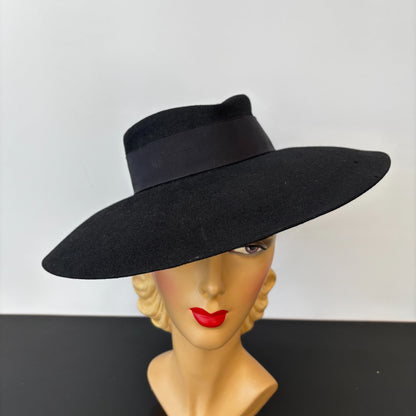 1940s Black Felt Fedora Hat