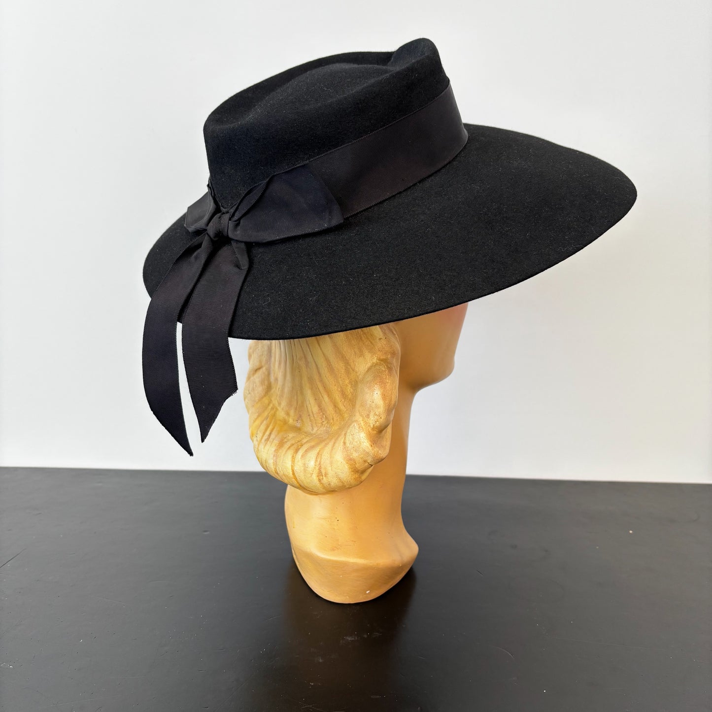 1940s Black Felt Fedora Hat