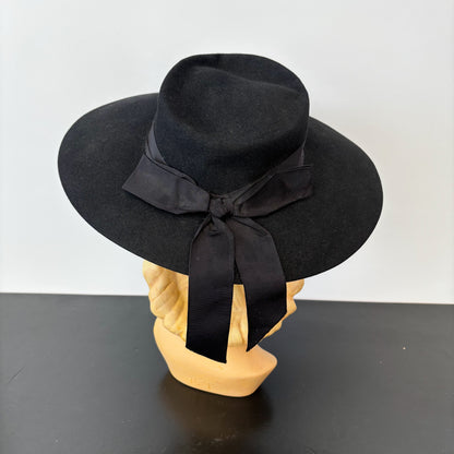 1940s Black Felt Fedora Hat