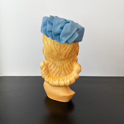 1950s Blue Organza Pill Box Hat