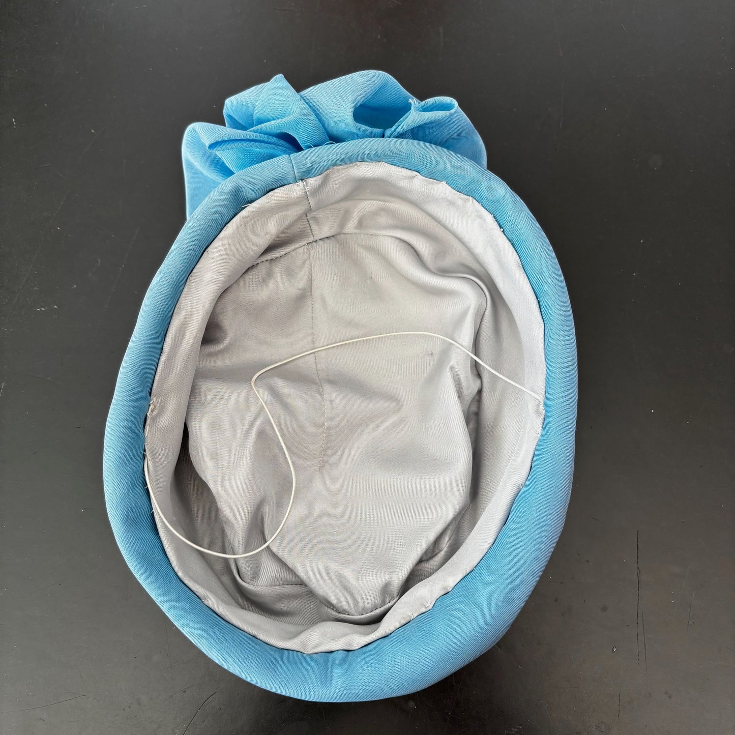 1950s Blue Organza Pill Box Hat