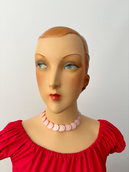1950s Soft Pink Plastic Shell Choker