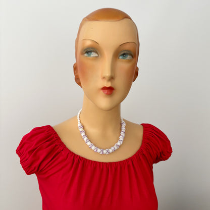 Mid Century Plastic Pearl Bead Necklace