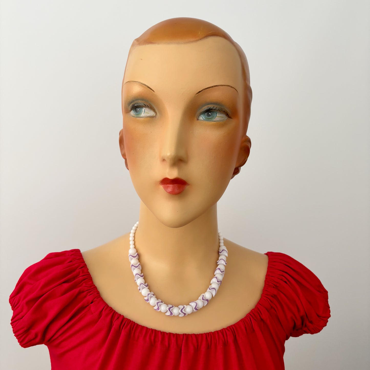 Mid Century Plastic Pearl Bead Necklace