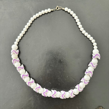 Mid Century Plastic Pearl Bead Necklace