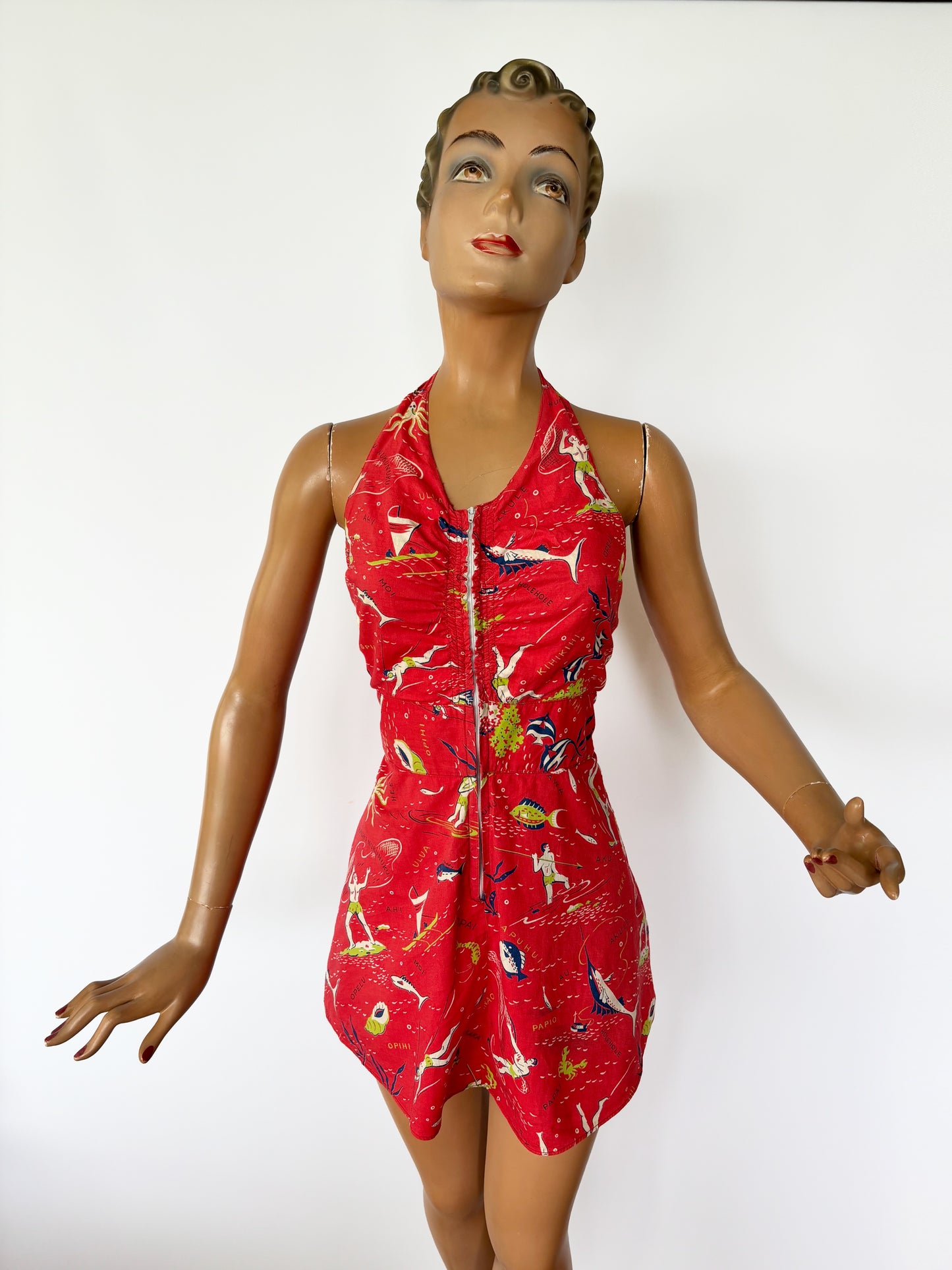 1940s The Kahala Playsuit Hawaiian Novelty Print  | XS/S