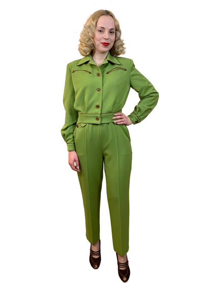 1940s Western Slacks Lime Green XS