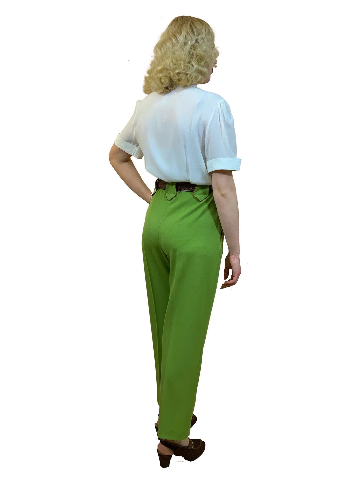 1940s Western Slacks Lime Green XS