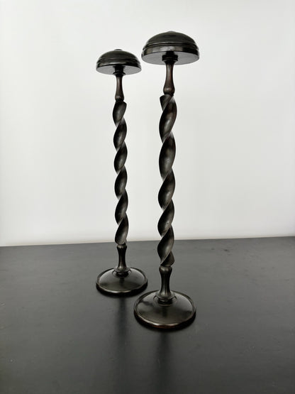 Two Antique 53 cm / 21" Tall Shop Display Hat Stands