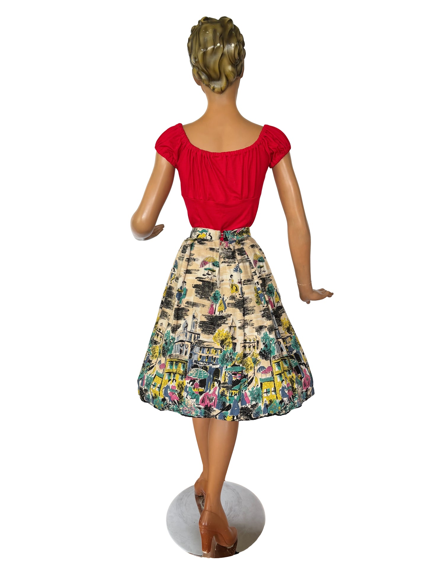 1950s Tourist Novelty Print Skirt  | S