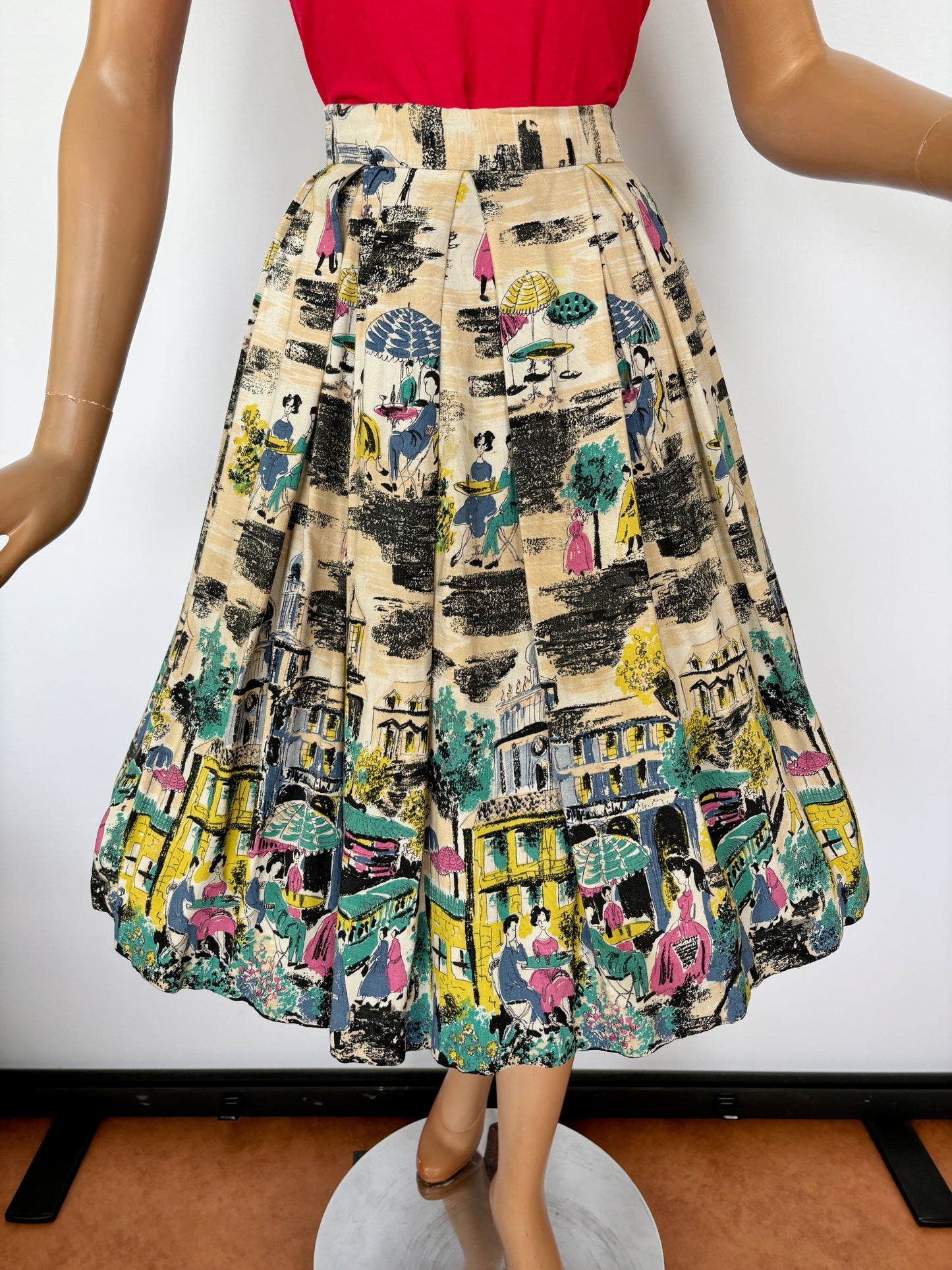 1950s Tourist Novelty Print Skirt  | S