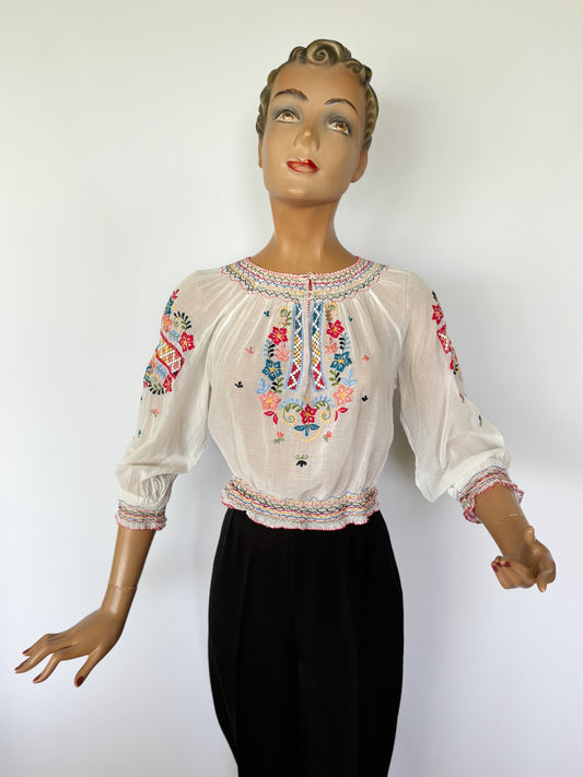 1920s/30s Hungarian Blouse | XS - M