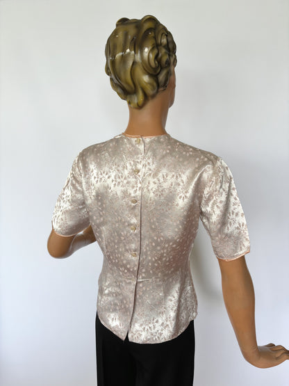 1950s Tajmahal Satin Brocade Top | M