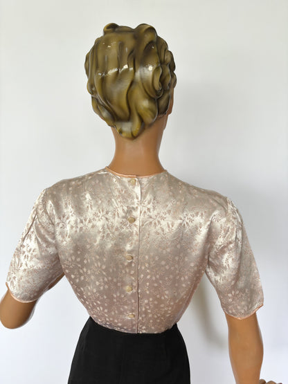 1950s Tajmahal Satin Brocade Top | M