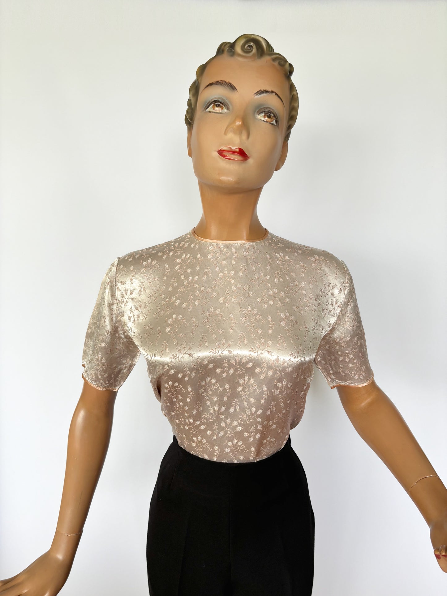 1950s Tajmahal Satin Brocade Top | M