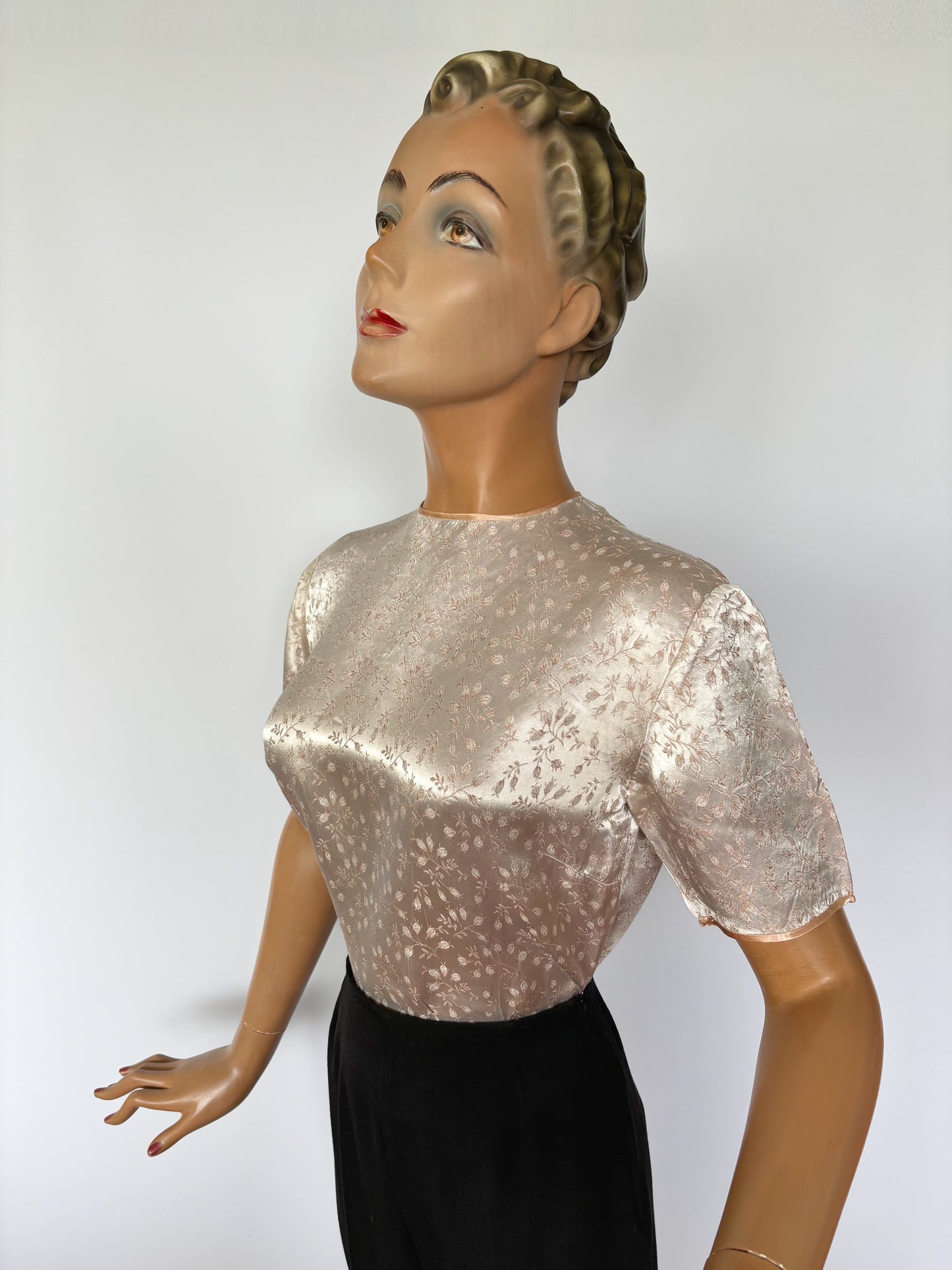 1950s Tajmahal Satin Brocade Top | M