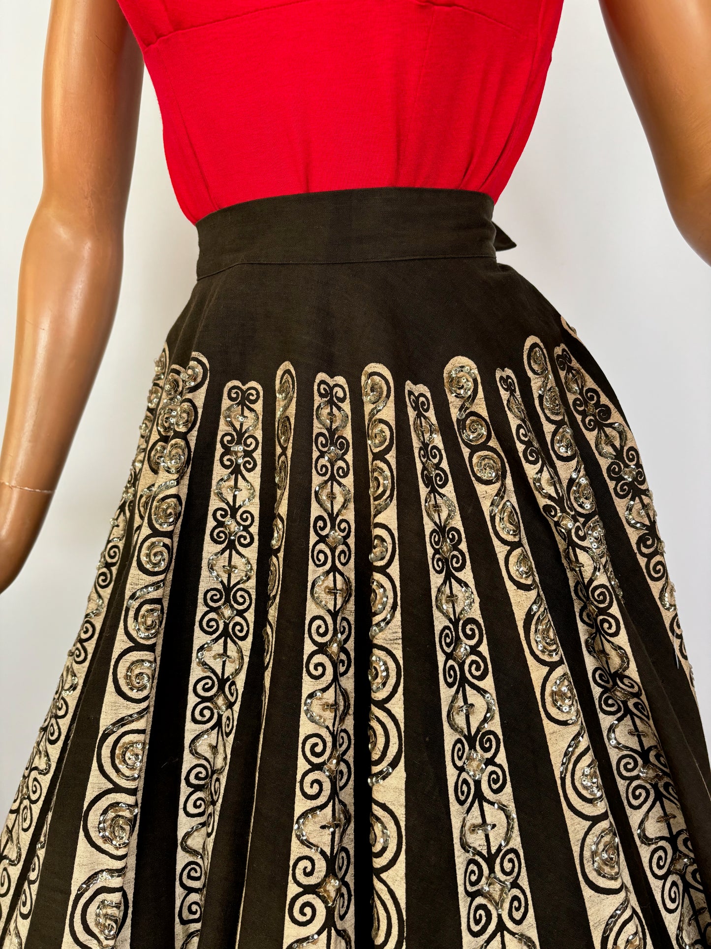 1950s Mocambo Sequined Mexican Circle Skirt  |  S/M