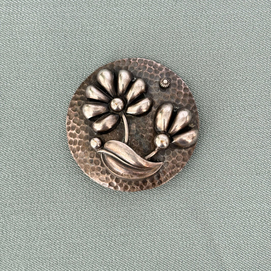 1960s Metal Flower Plate Brooch