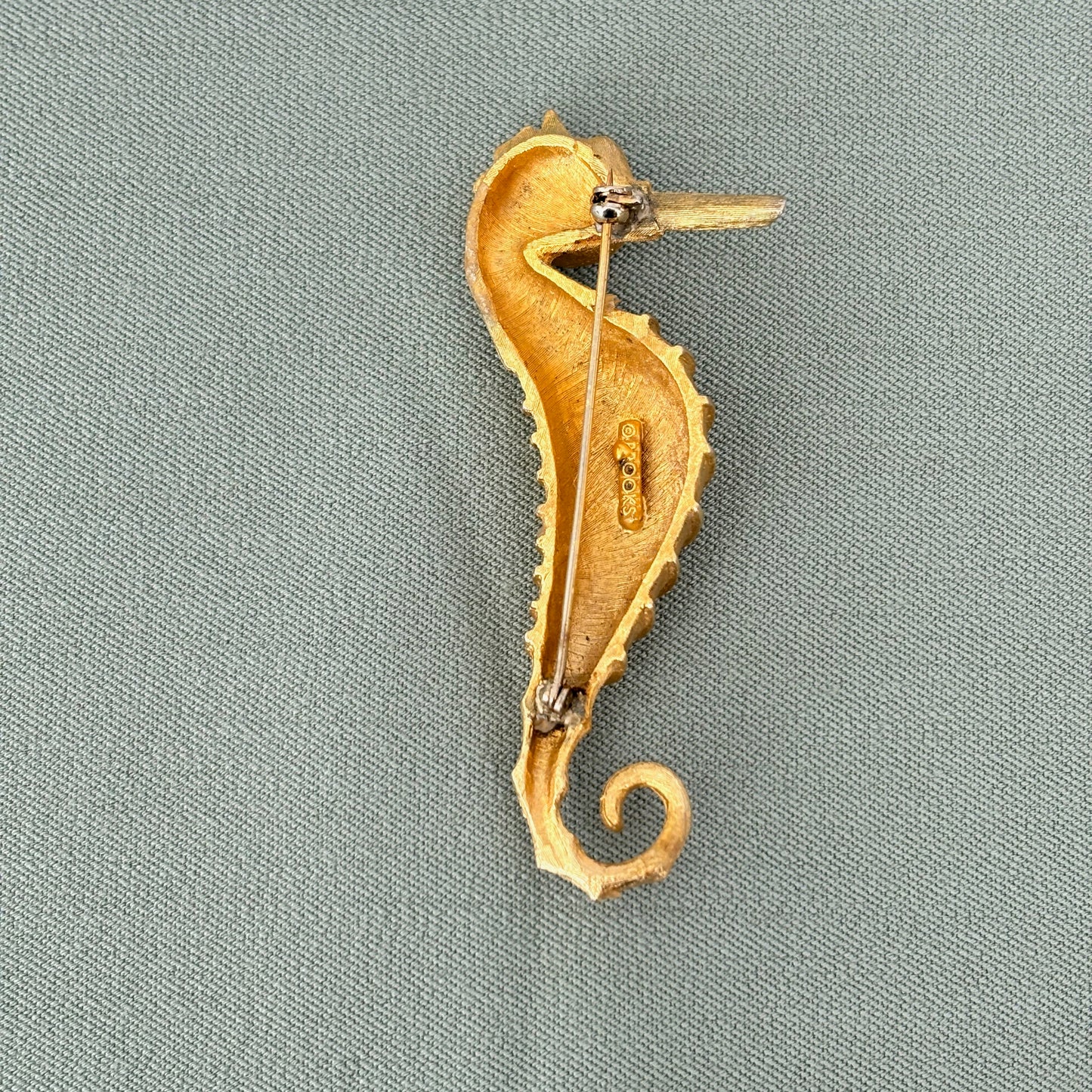 Mid Century Goldtone Metal Seahorse Brooch