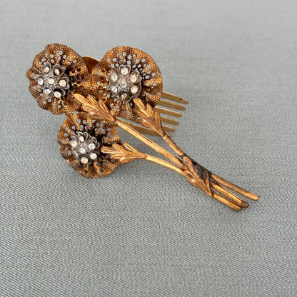 Antique Brass Hair Comb Clip