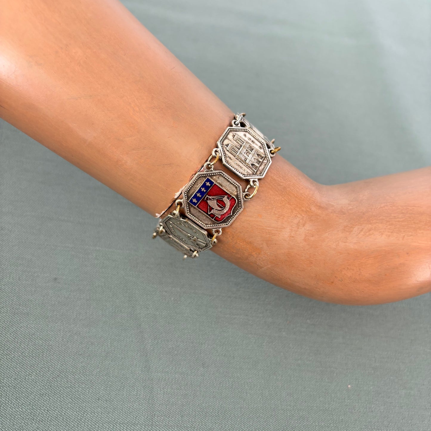 1920s Silver Plated Paris Tourist Bracelet