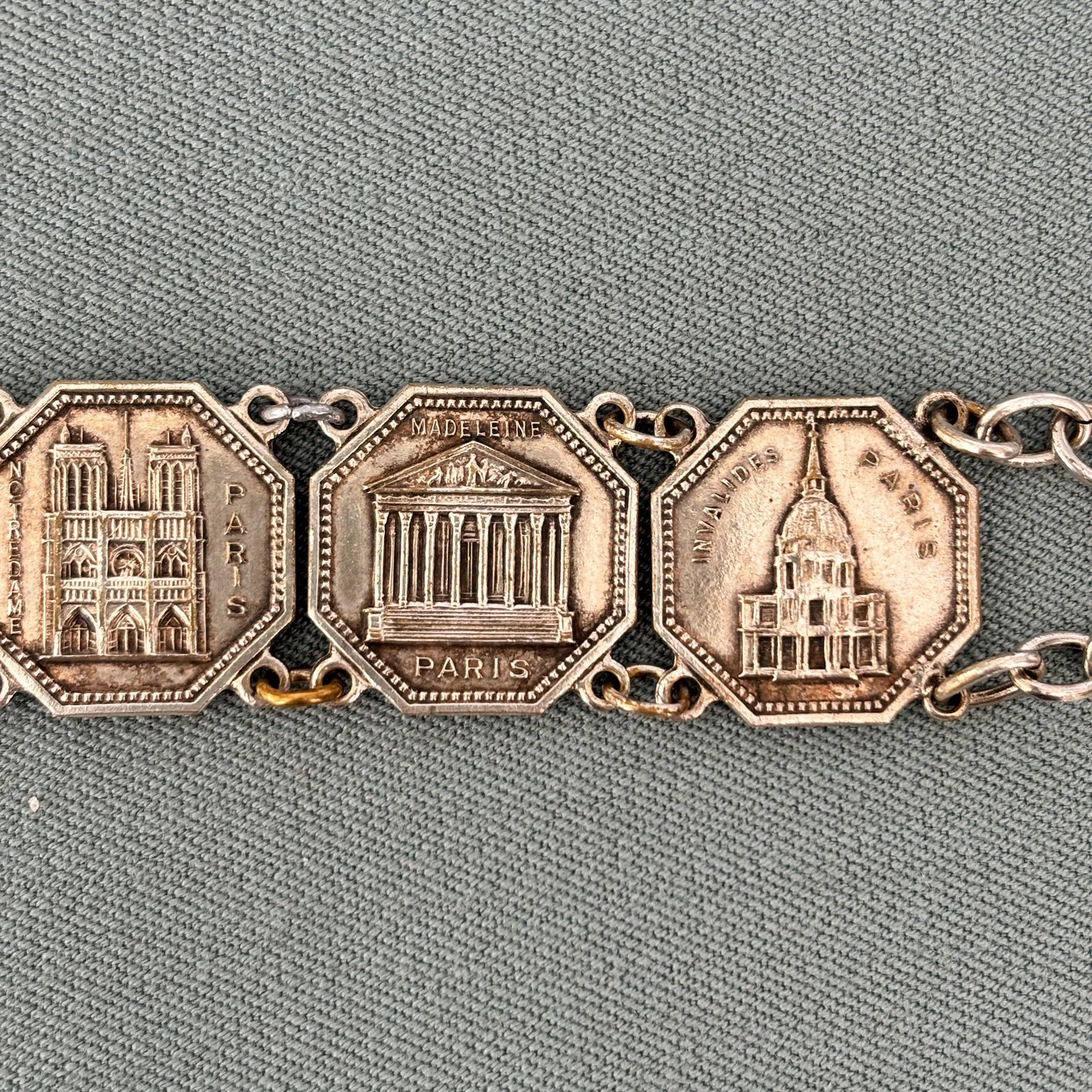 1920s Silver Plated Paris Tourist Bracelet