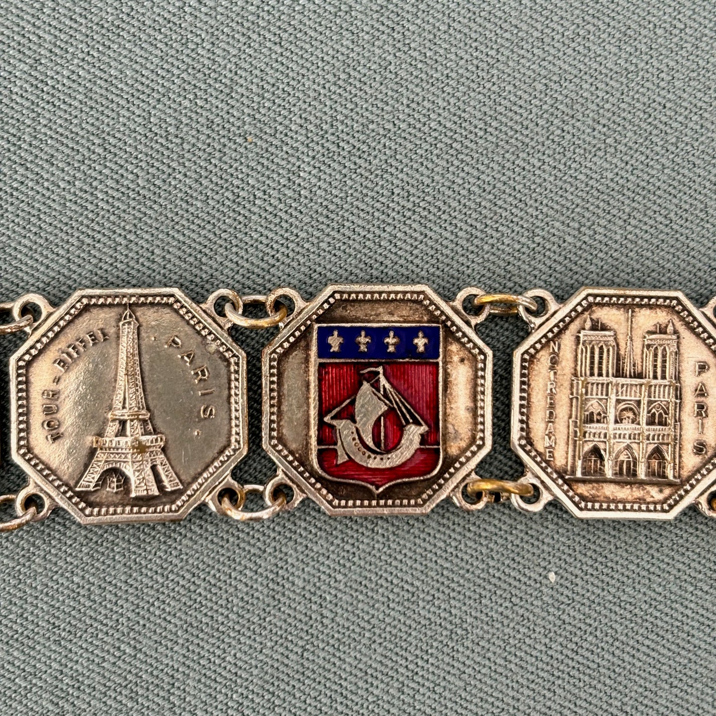 1920s Silver Plated Paris Tourist Bracelet