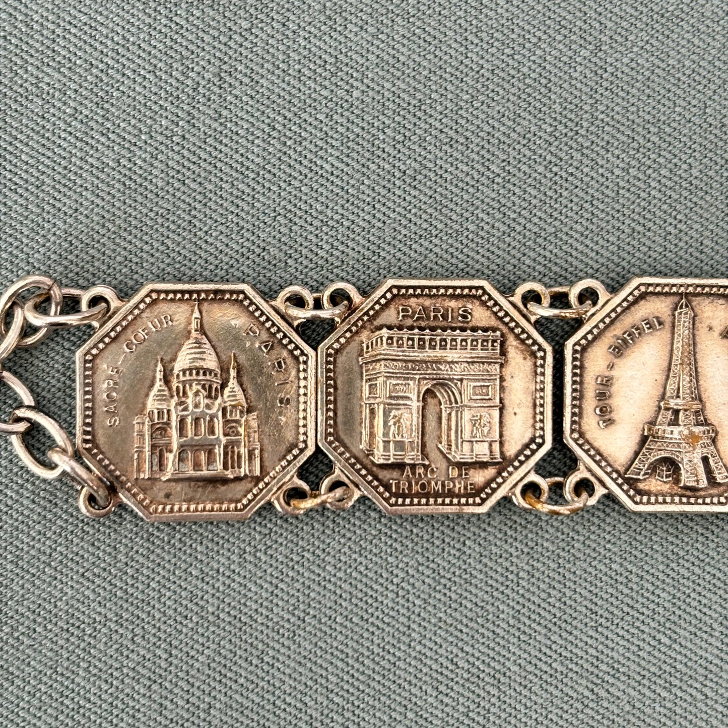 1920s Silver Plated Paris Tourist Bracelet