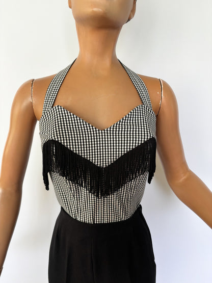 Holly Halter Top Gingham Fringe