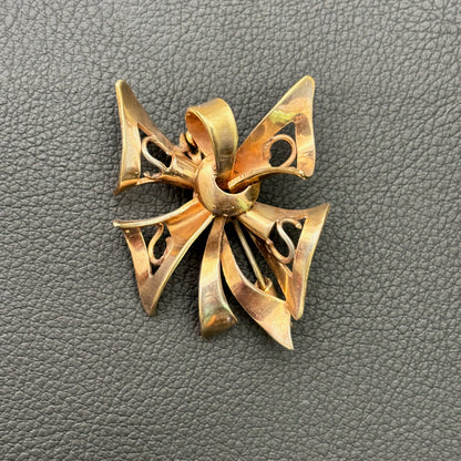 1960s Brass Modernist Bow Brooch