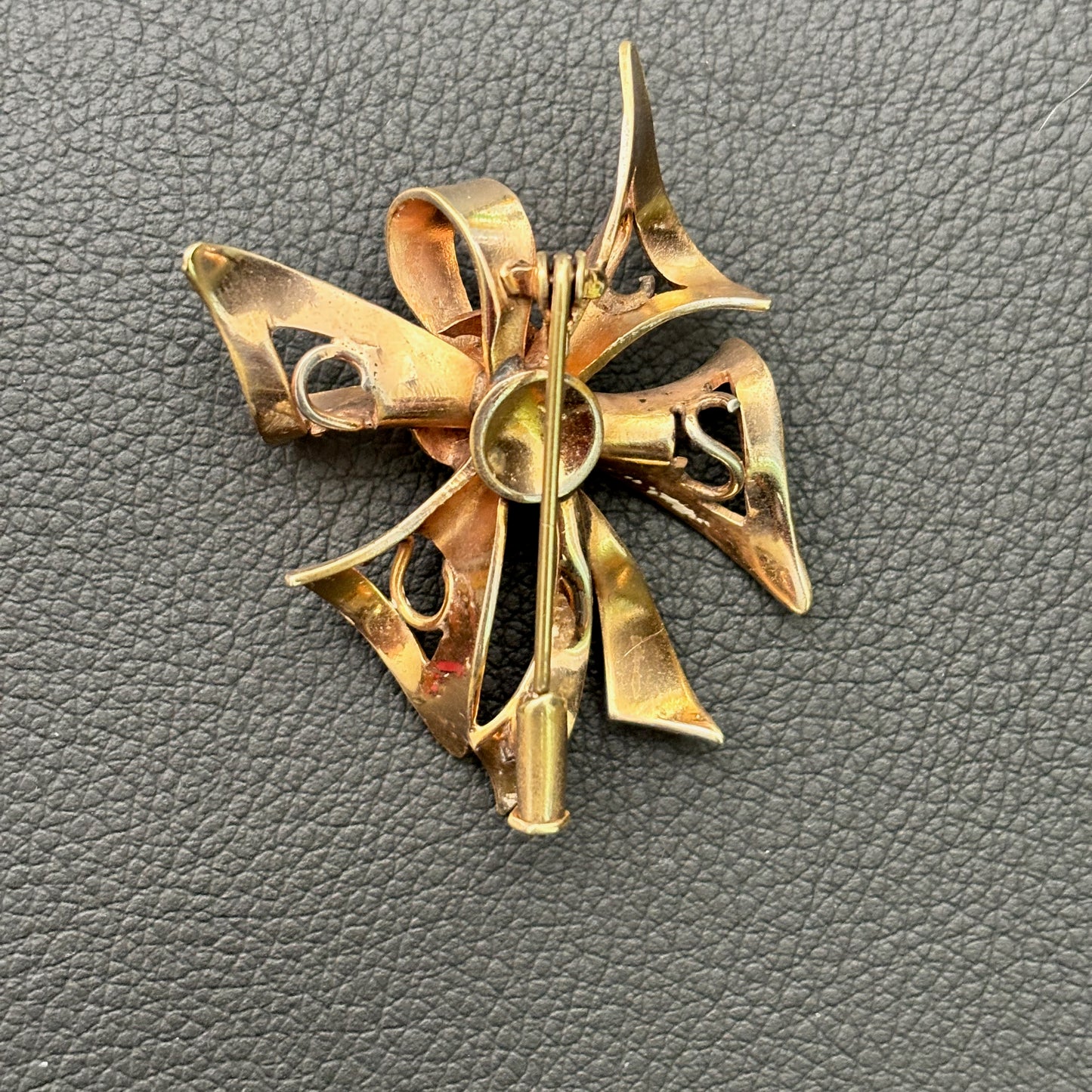 1960s Brass Modernist Bow Brooch