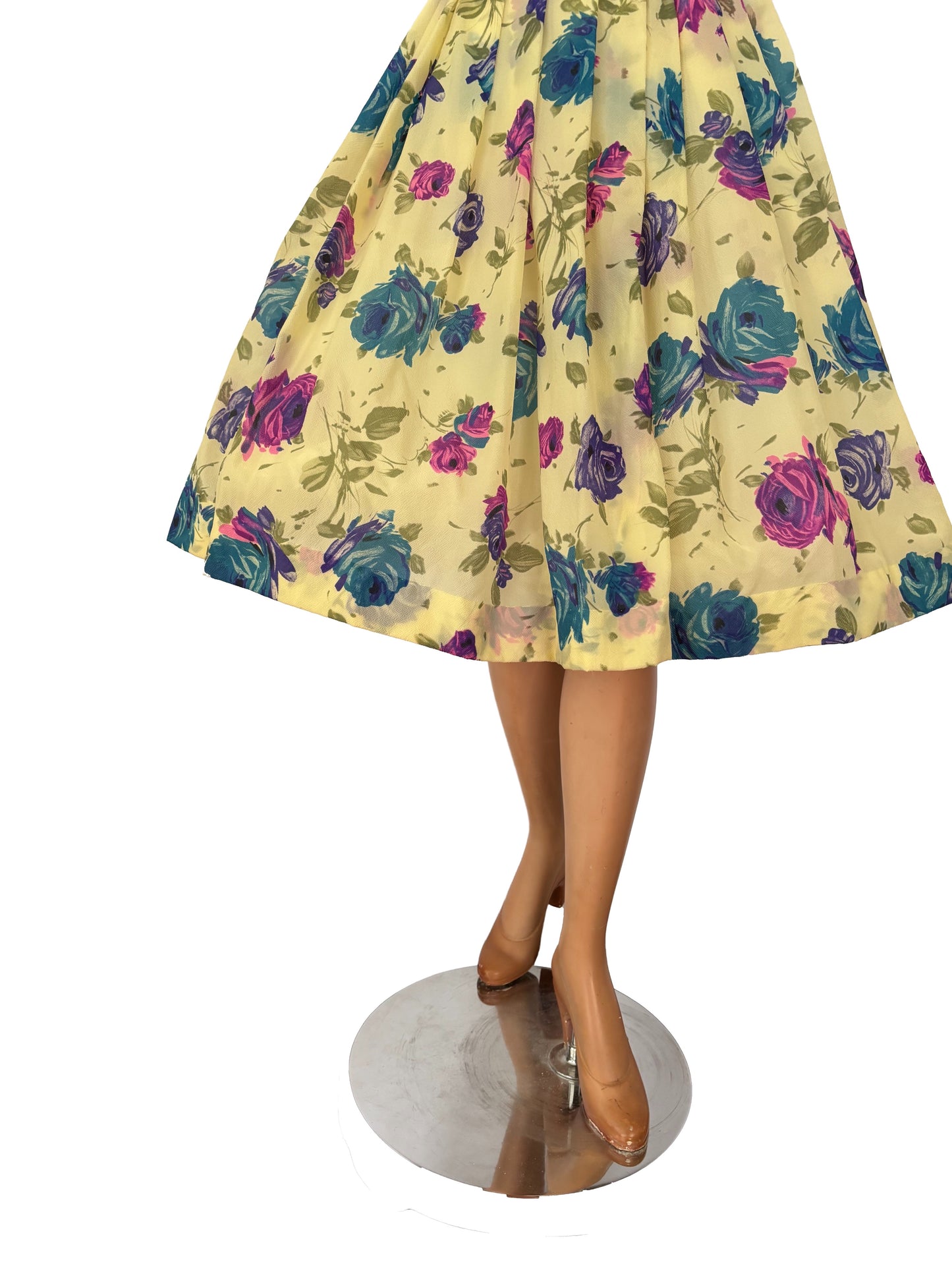 1950s Semi Sheer Flower Dress | L/XL