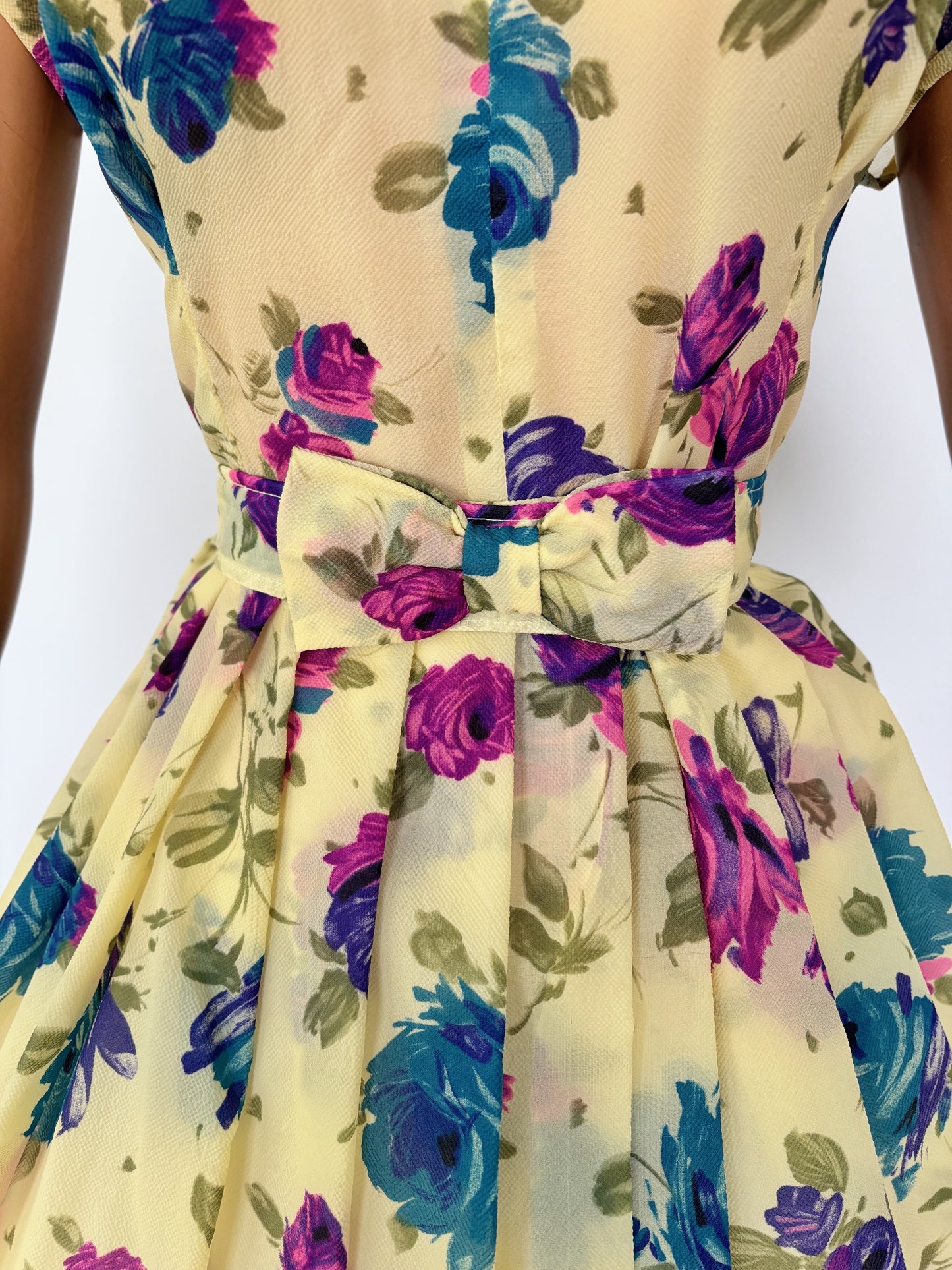 1950s Semi Sheer Flower Dress | L/XL