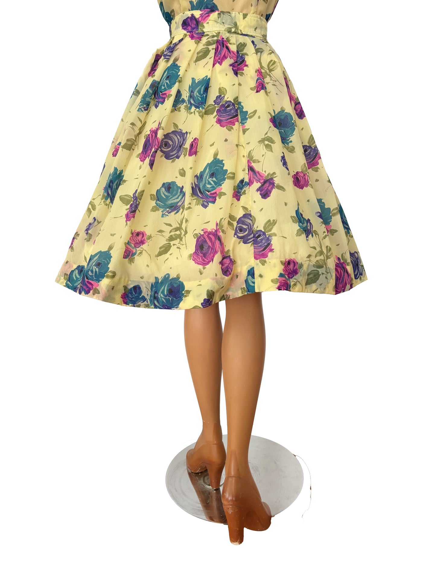 1950s Semi Sheer Flower Dress | L/XL