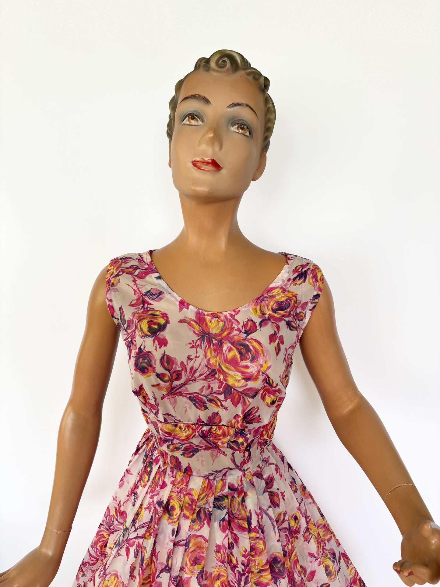 1950s Organza Roses Dress | M