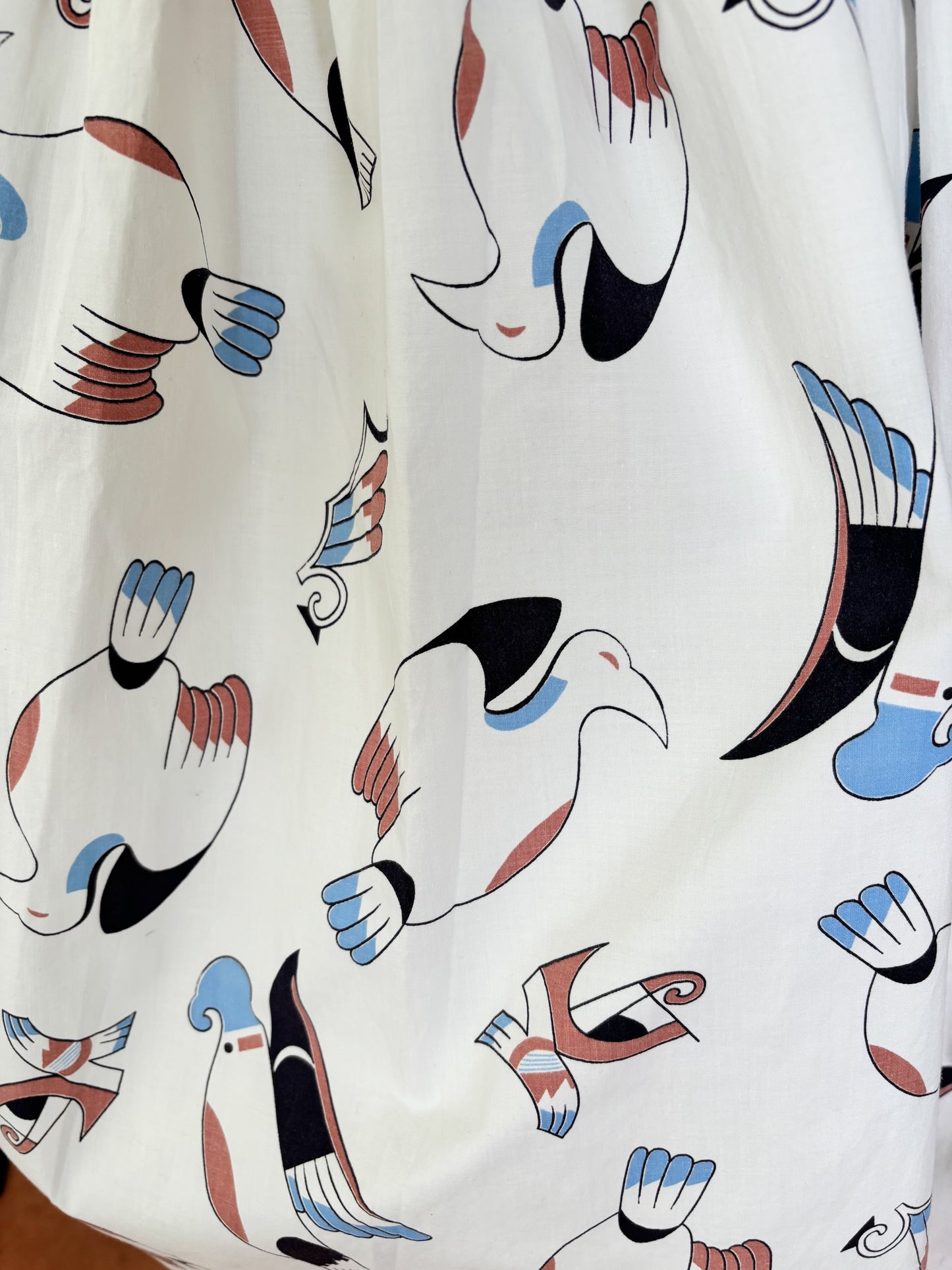 1950s Native Bird Novelty Print Dress | S