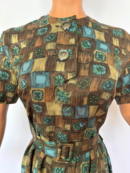 1960s Graphic Print Dress | S/M