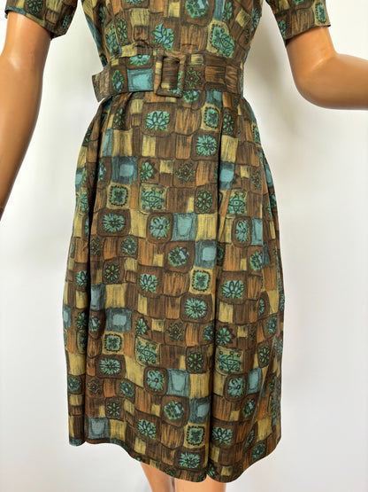 1960s Graphic Print Dress | S/M