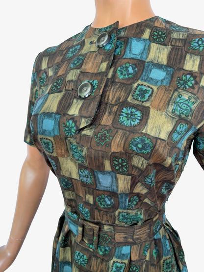 1960s Graphic Print Dress | S/M