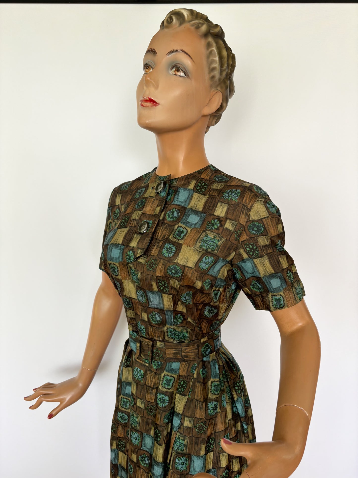 1960s Graphic Print Dress | S/M