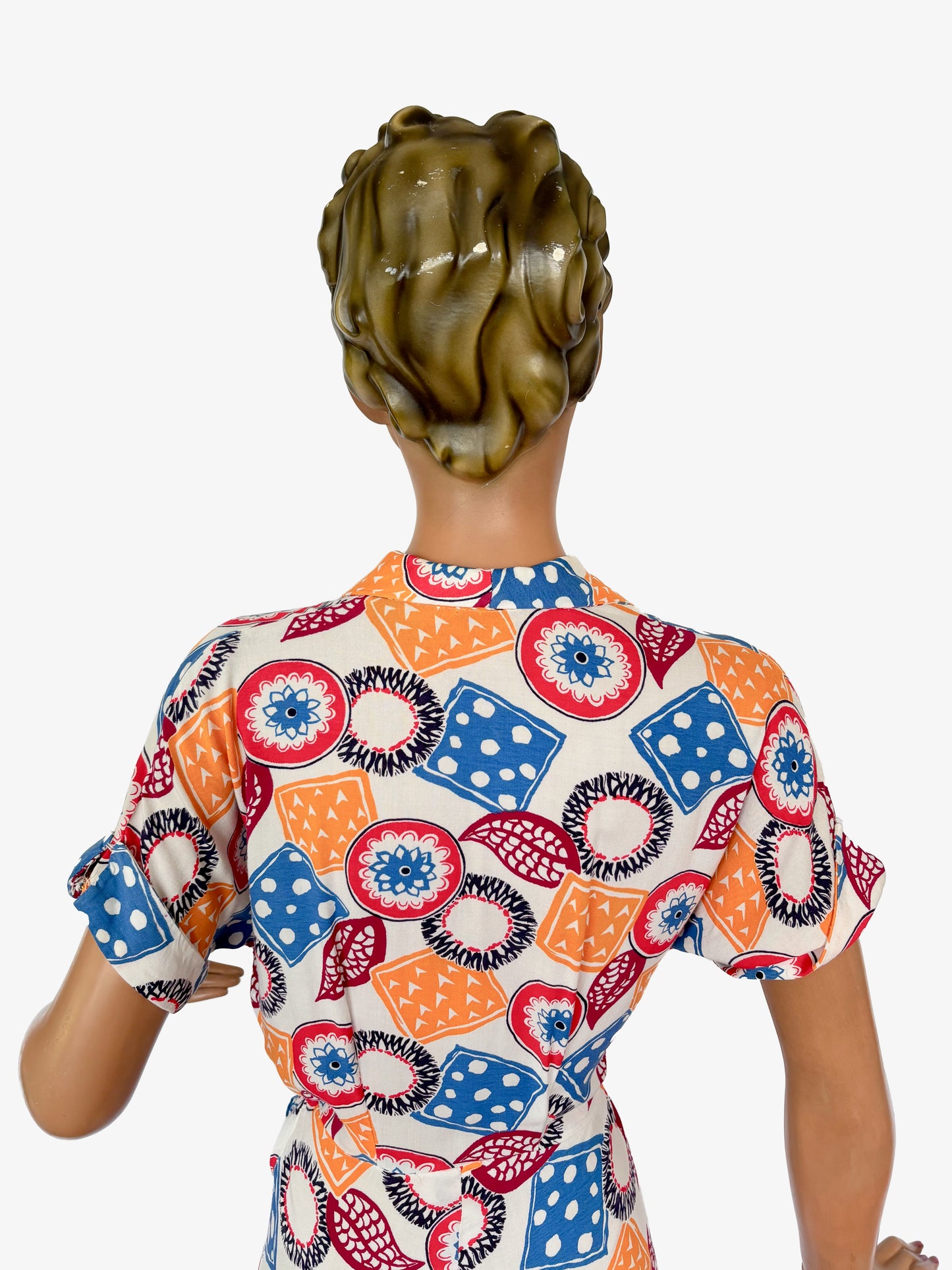 1940s Novelty Print Dress | XS/S