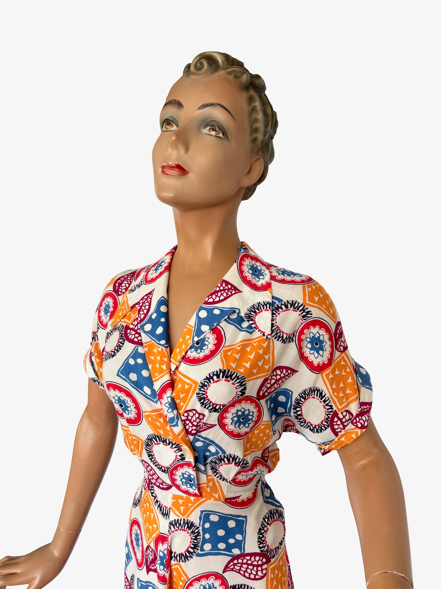 1940s Novelty Print Dress | XS/S