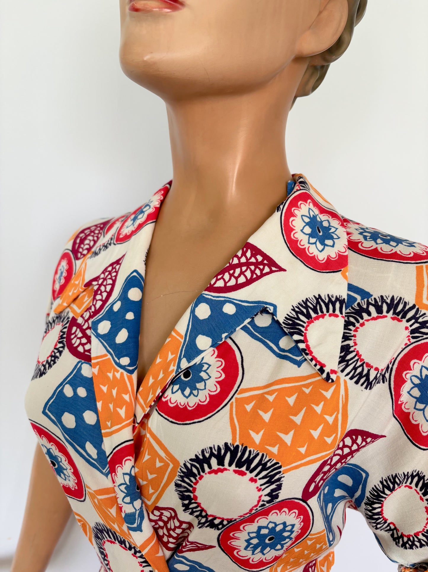 1940s Novelty Print Dress | XS/S