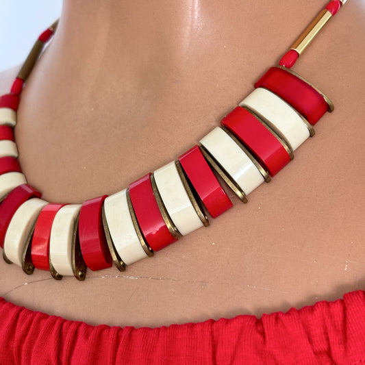 1950s Brass and Plastic Necklace