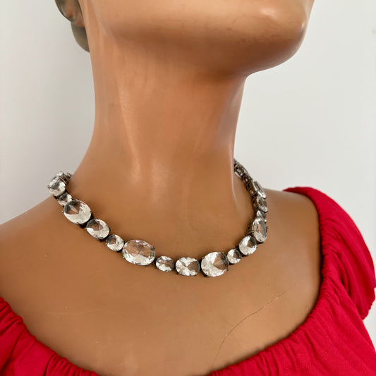 Vintage Clear Crystal Statement Necklace