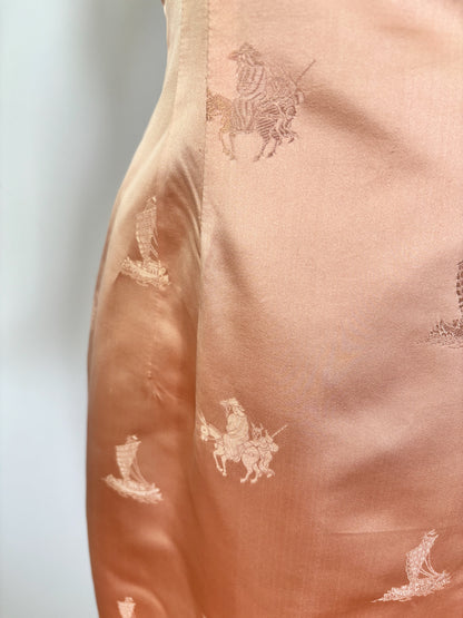 1950s Blush Pink Satin Brocade Dress | M/L