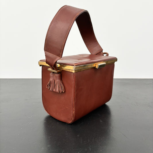 1940s Leather Box Handbag